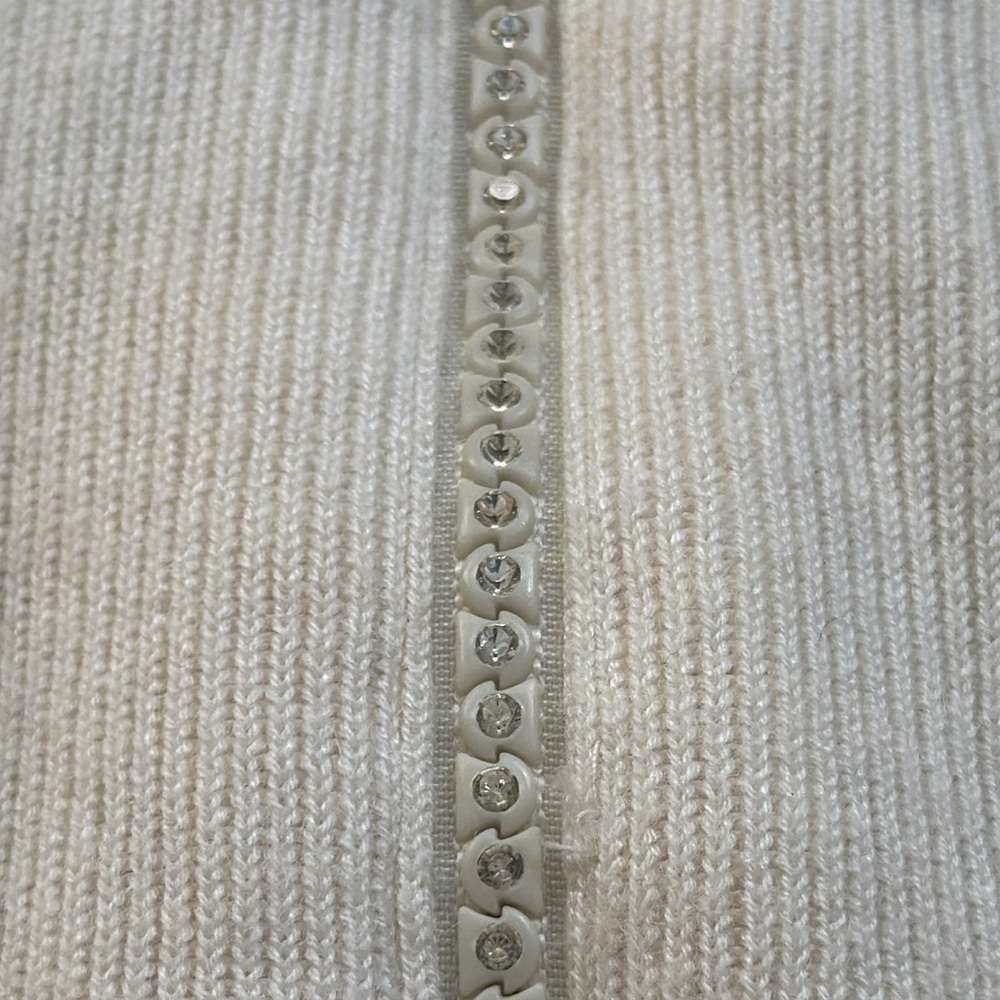 Vintage Kathi lee collection ivory rhinestone zipper sweater extra large 16/18 - Picture 2 of 9